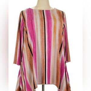 Alfani Pink and Brown Striped Tunic